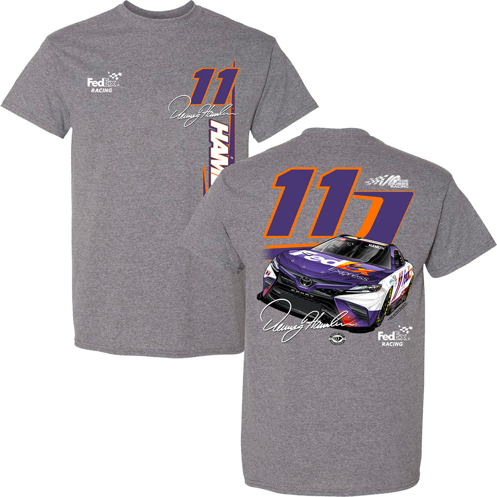 Denny Hamlin 2023 FedEx Graphite #11 T-Shirt Gray NASCAR
