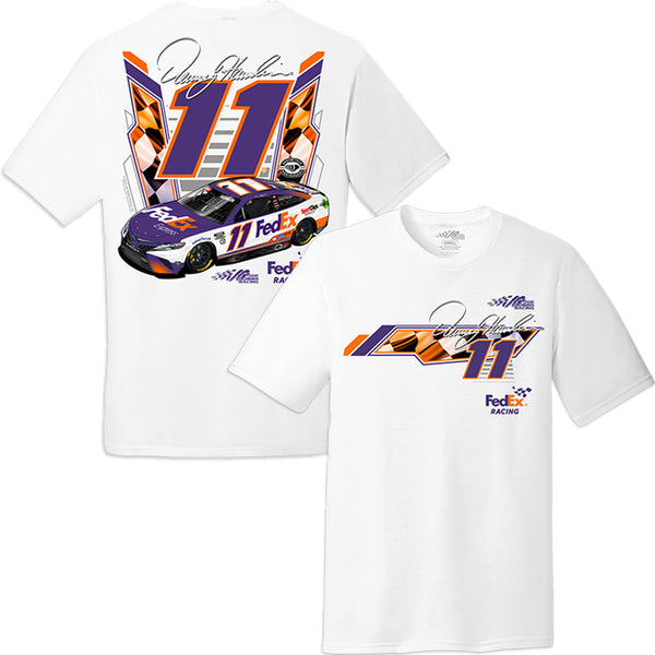 Denny Hamlin 2023 FedEx White T-Shirt #11 NASCAR