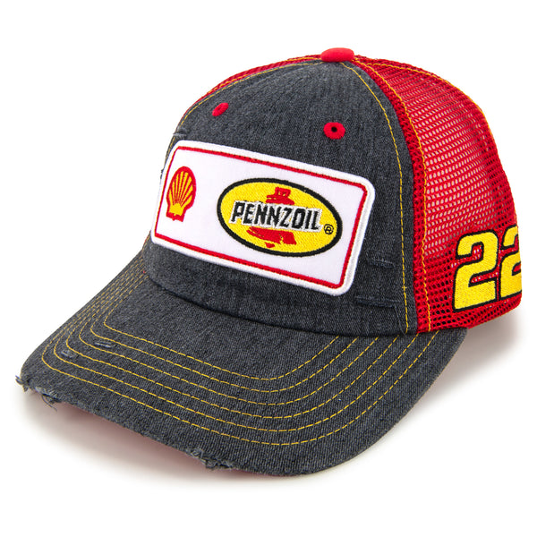 Joey Logano 2023 Shell Pennzoil Vintage Patch Hat Black/Red #22 NASCAR