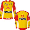 Joey Logano 2022 Long Sleeve Shell-Pennzoil Sublimated Uniform Pit Crew T-Shirt Yellow #22 NASCAR