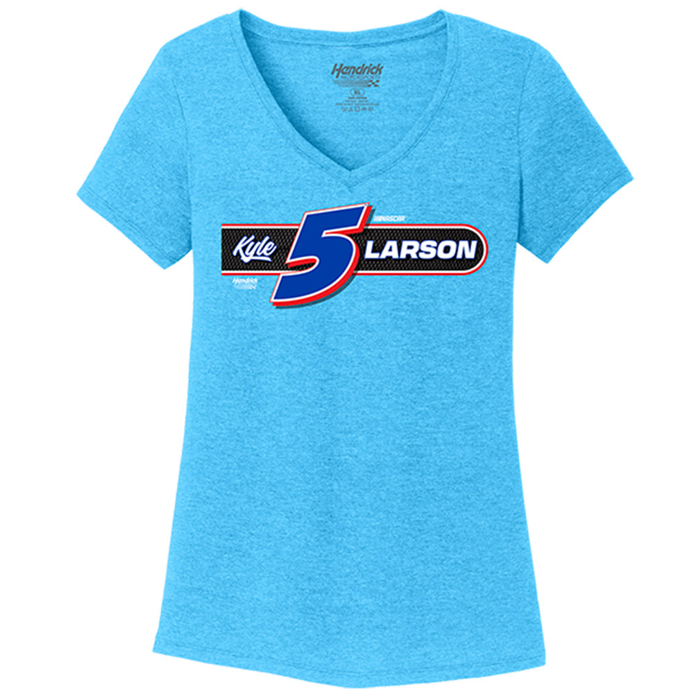 Kyle Larson 2023 Women's Frost V-Neck Ladies T-Shirt Blue #5 NASCAR