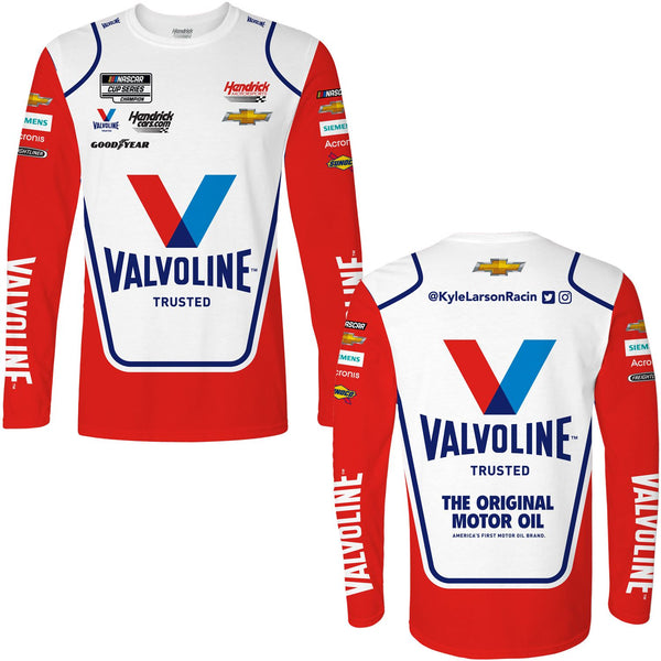 Kyle Larson 2022 Long Sleeve Valvoline Sublimated Uniform Pit Crew T-Shirt Red #5 NASCAR