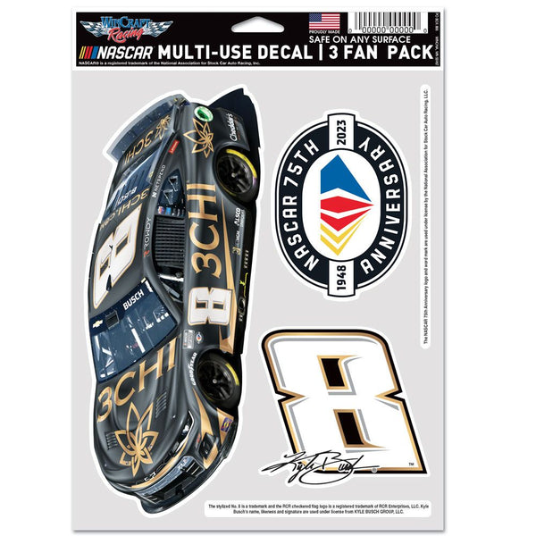 Kyle Busch 2023 Multi-Use 3CHI #8 Decal 3-Pack NASCAR