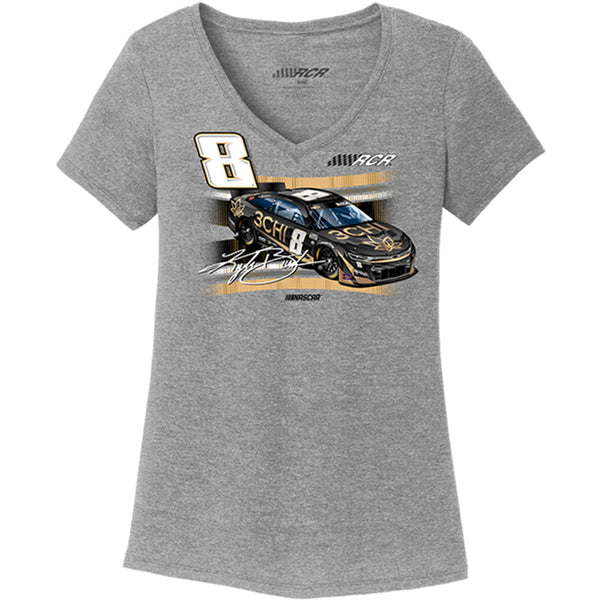 Kyle Busch 2023 Women's 3-Chi Paint Scheme V-Neck T-Shirt Gray #8 NASCAR