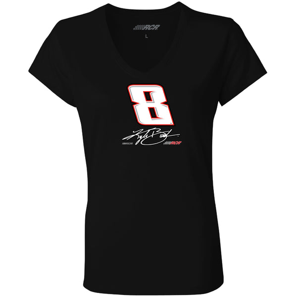 Kyle Busch 2023 Women's Name/Number #8 V-Neck T-Shirt Black NASCAR