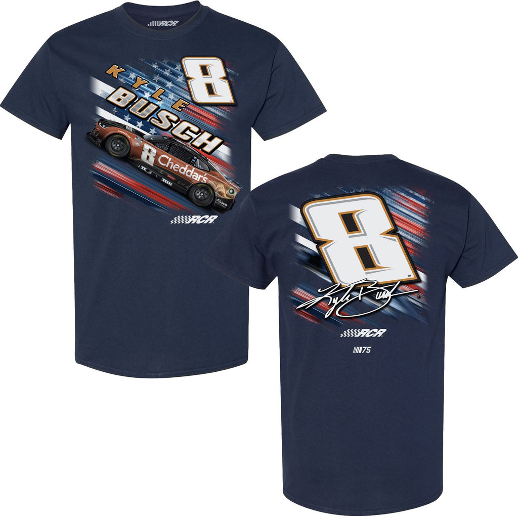 Kyle Busch 2023 Cheddar's Patriotic Fuel T-Shirt Blue #8 NASCAR