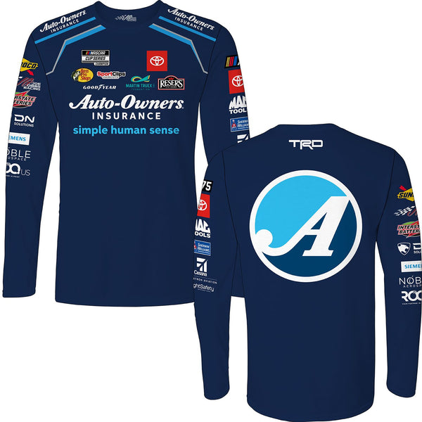 Martin Truex Jr 2023 Long Sleeve Auto-Owners Sublimated Uniform Pit Crew T-Shirt Blue #19 NASCAR