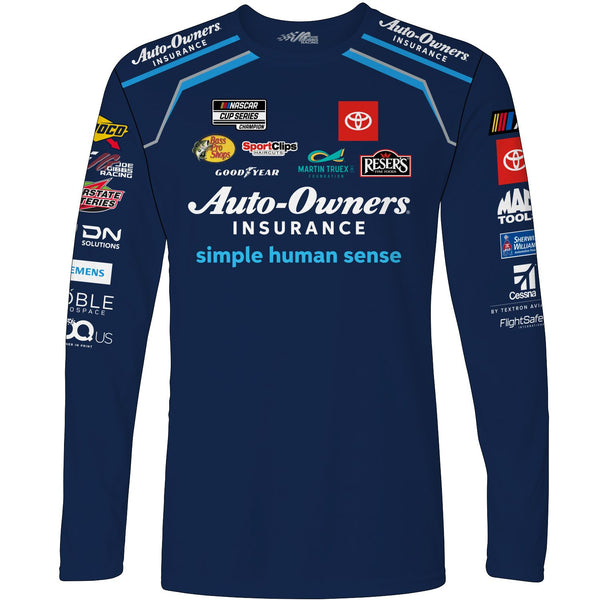 Martin Truex Jr 2023 Long Sleeve Auto-Owners Sublimated Uniform Pit Crew T-Shirt Blue #19 NASCAR