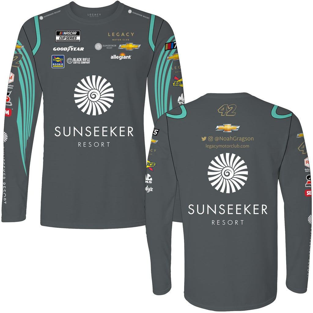 Noah Gragson 2023 Long Sleeve Sunseeker Sublimated Uniform Pit Crew T-Shirt  Gray - Sale