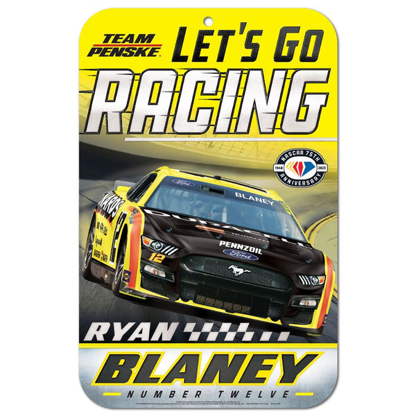 Ryan Blaney 2023 Menards #12 11x17 Plastic Sign NASCAR