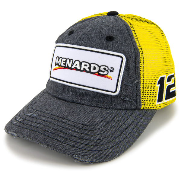 Ryan Blaney 2023 Menards Vintage Patch Hat Black/Yellow #12 NASCAR