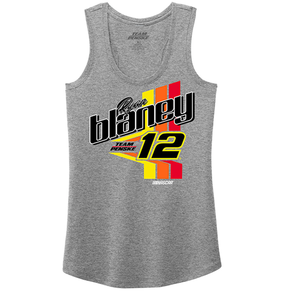 Ryan Blaney 2023 Women's Frost Racerback Ladies Tank Top T-Shirt Gray #12 NASCAR
