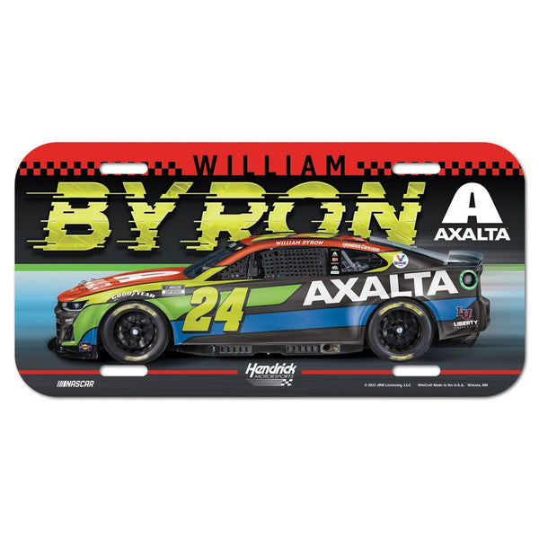 William Byron 2022 Axalta #24 NASCAR Plastic Car License Plate