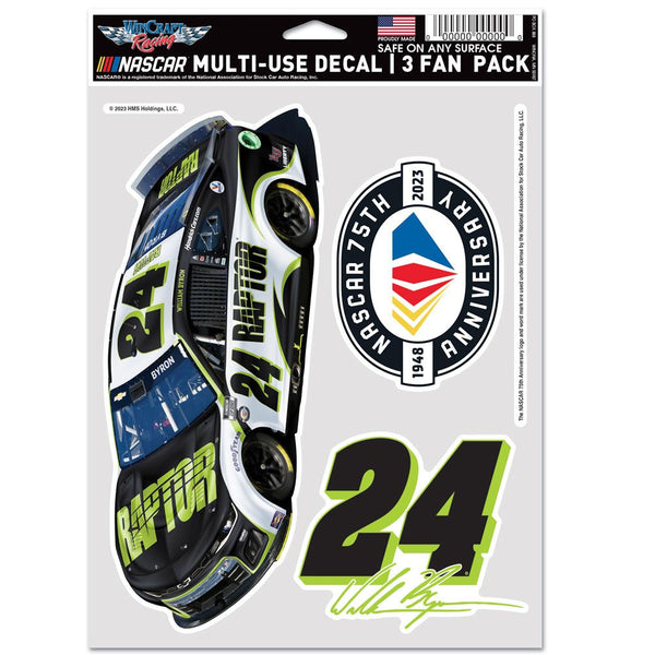 William Byron 2023 Multi-Use Raptor #24 Decal 3-Pack NASCAR