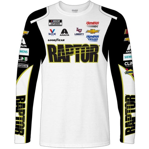 William Byron 2023 Long Sleeve Raptor Sublimated Uniform Pit Crew T-Shirt White #24 NASCAR